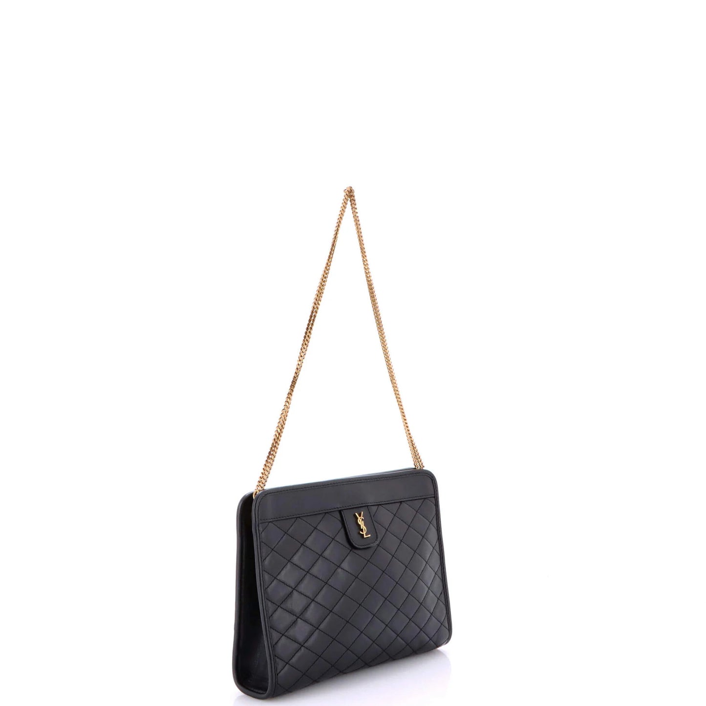 Saint Laurent Victoire Chain Clutch Quilted Leather