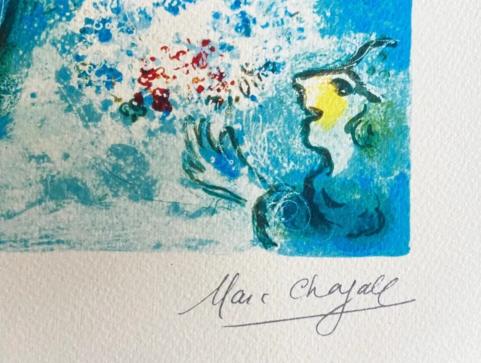 Marc Chagall Lithograph Mourlot 1967 Coa Original Signed Op Published