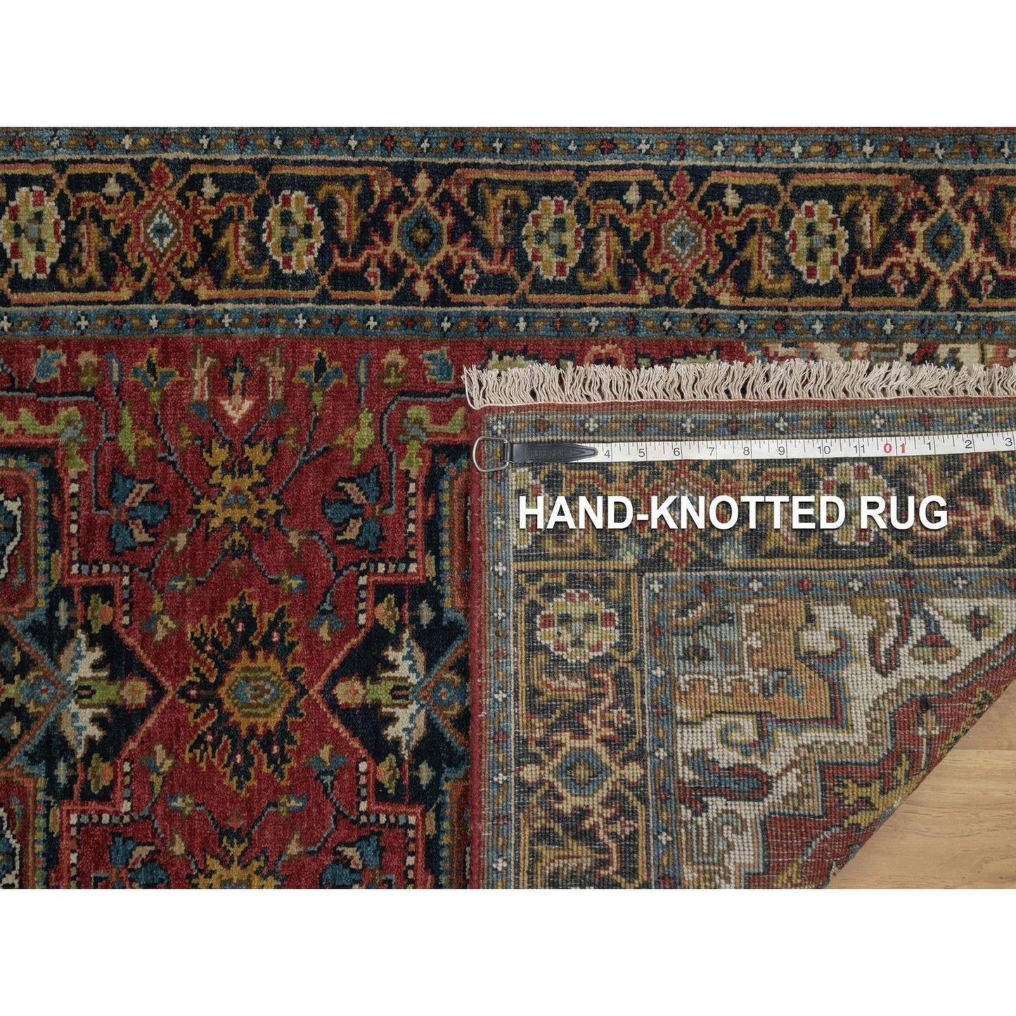 2'7"X20'4" Red Hand Knotted Wool Runner Rug Antiqued Fine Heris Revival