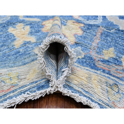 9'X12'2" Denim Blue Afghan Angora Oushak Natural Dyes Oriental Rug
