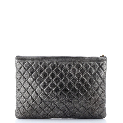 Chanel Boy O Case Clutch Quilted Calfskin Large