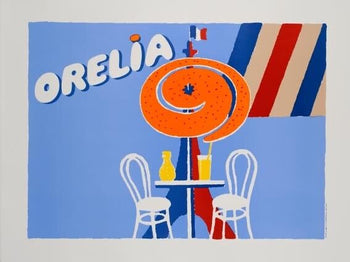 Orelia Orangina Villemot Authentic Original Vintage Poster On Linen 1983