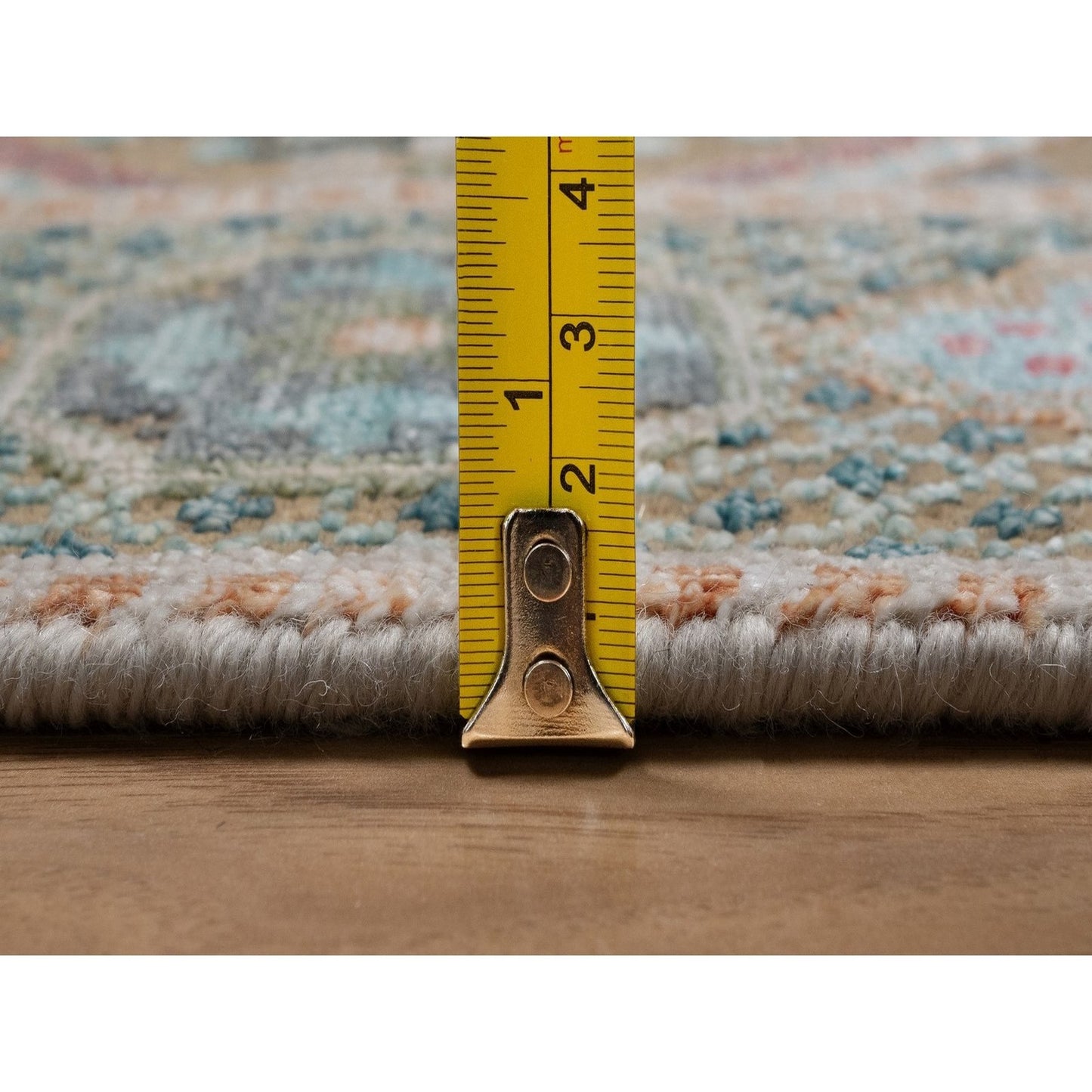 4'1"X6' Khaki Brown Wool And Silk Rug Mamluk Design Hand Knotted Oriental