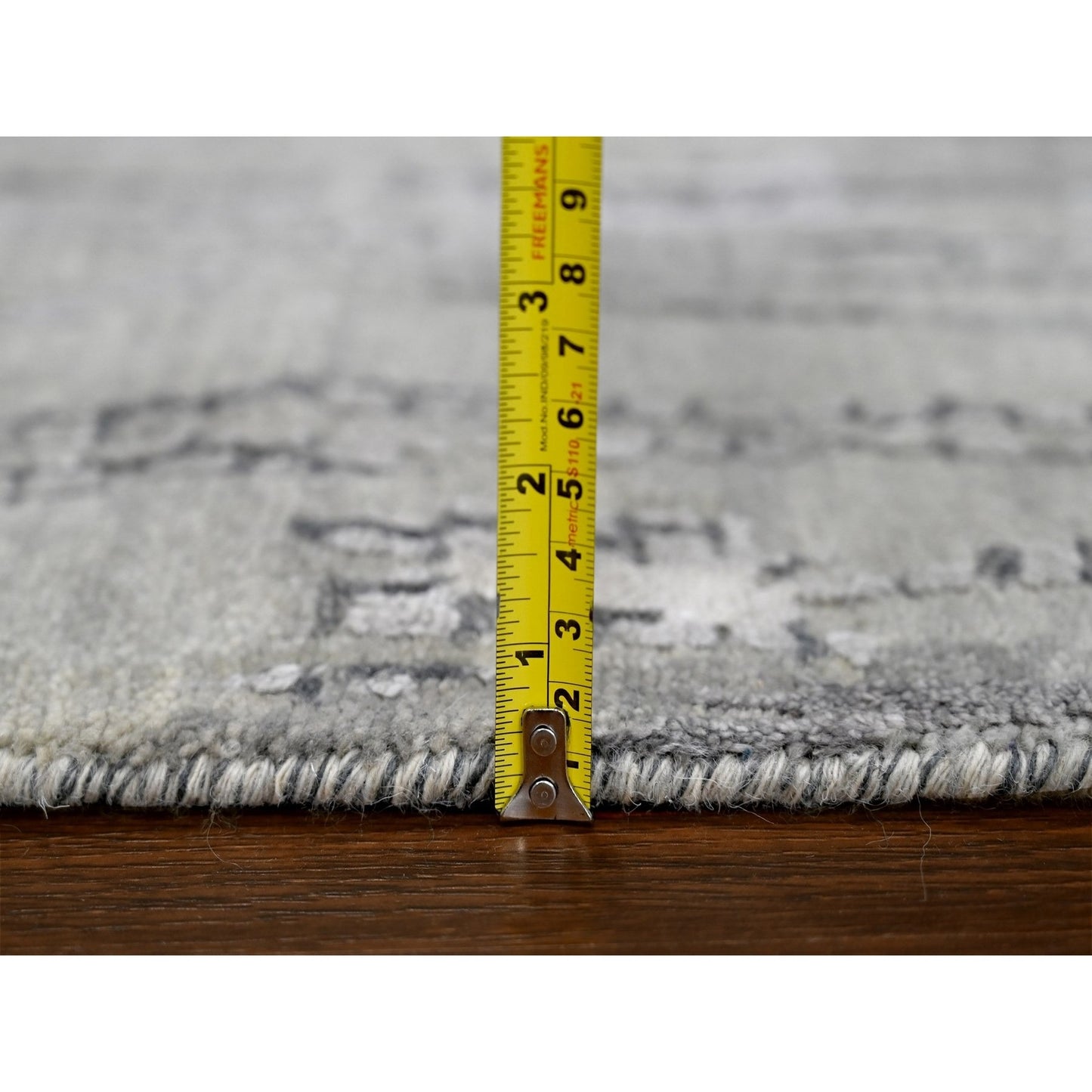 2'8"X25'7" Gray Abstract Design Wool And Silk Hand Knotted Xl Runner Rug