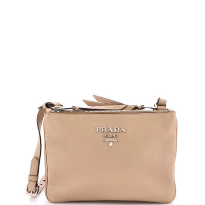 Prada Double Zip Crossbody Bag Vitello Daino Small