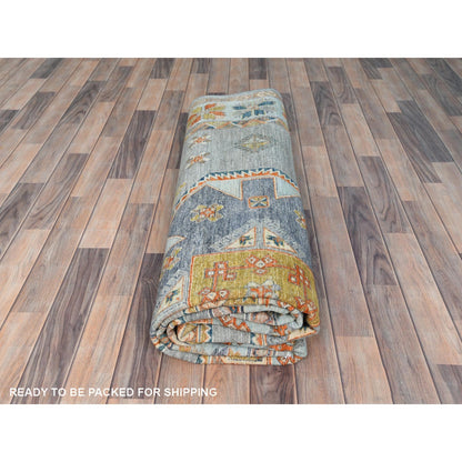 8'3"x9'7" Gray Wool Hand Knotted Armenian Inspired Design 200 KPSI Rug