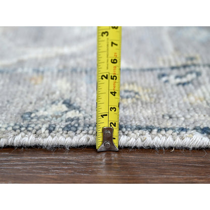 2'5"X8'5" Spanish Gray Oushak Design Soft Wool Hand Knotted Runner Rug