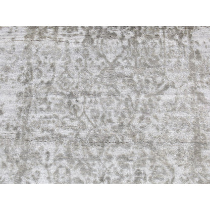 2'7"X6' Gray Hand Knotted Wool And Silk Zoroastrian Design Runner Rug