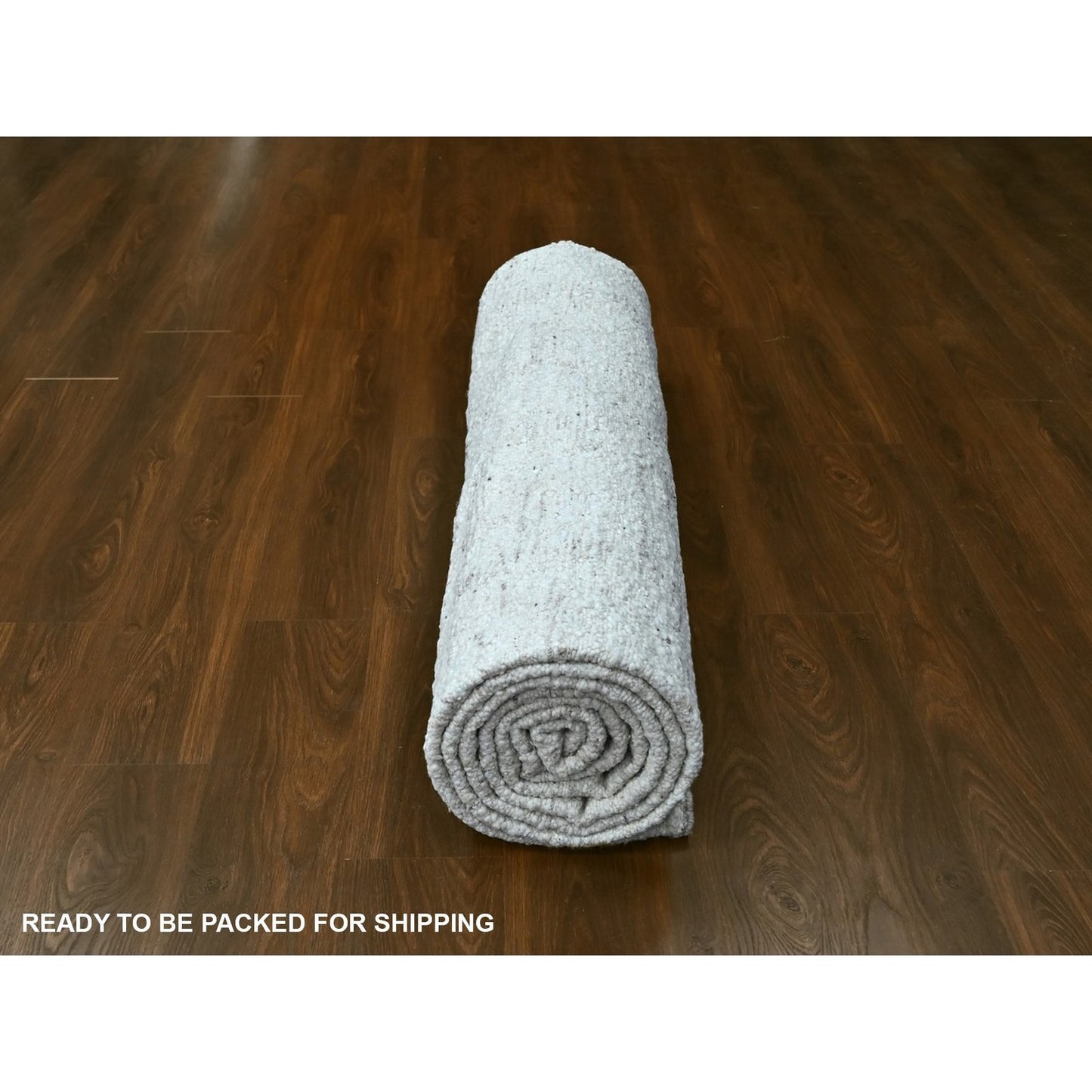 9'10"X13'10" Ivory Flat Weave With Pile Modern Hand Knotted Pure Wool Rug