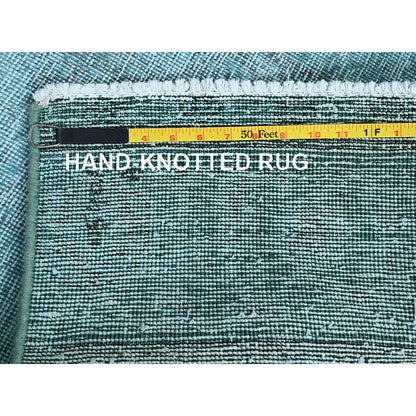 2'4"X11'2" Blue Overdyed Vintage Zoroastrian Hand Knotted Wool Runner Rug