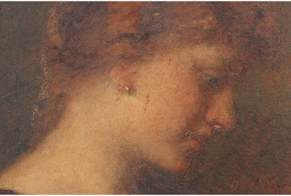 Original Oil Painting Portrait Woman Antique By Eduard Hildebrandt
