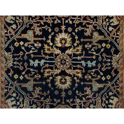 5'X7'2" Blue Natural Dyes All Wool Antiqued Fine Heris Hand Knotted Rug