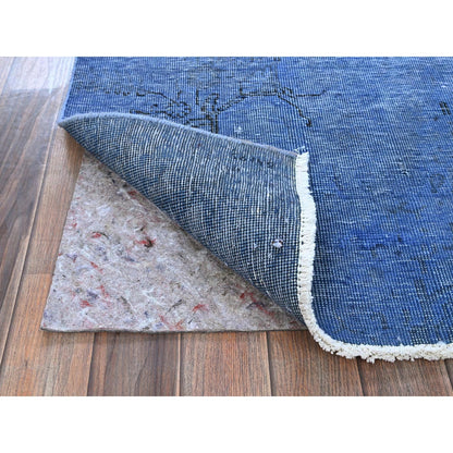 2'2"X6'2" Blue Overdyed Vintage Zoroastrian Hand Knotted Wool Runner Rug