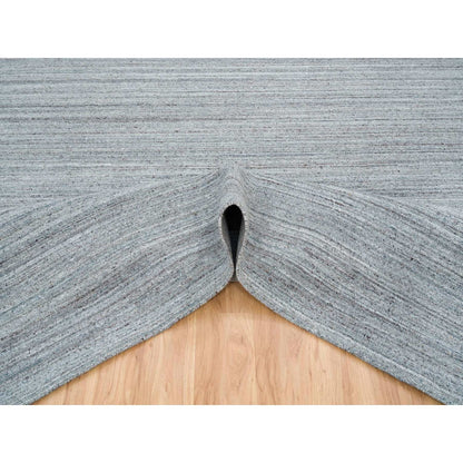 10'1"X10'1"Gray Wool Hand Loomed Modern Striae Design Square Oriental Rug