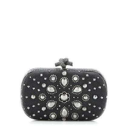 Bottega Veneta Box Knot Clutch Embellished Stingray Small