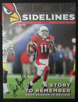 Larry Fitzgerald Signed 2009 Sidelines Arizona Cardinals Newsletter Jsa 190772