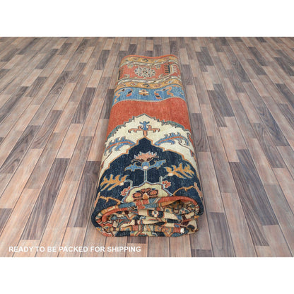 12'X14'7" Imperial Red Afghan Peshawar Heris Wool Hand Knotted Rug