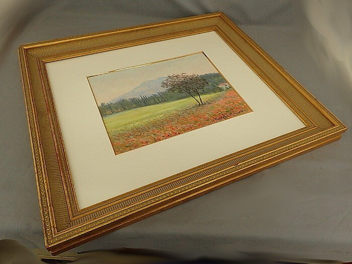 Landscape Rodolphe Planquette Signed Pastel on paper Painting Framed Mountain