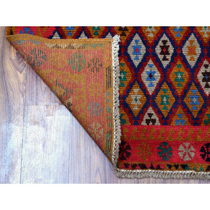 4'X6'1" All Over Design Hand Knotted Pure Wool Colorful Afghan Tribal Rug