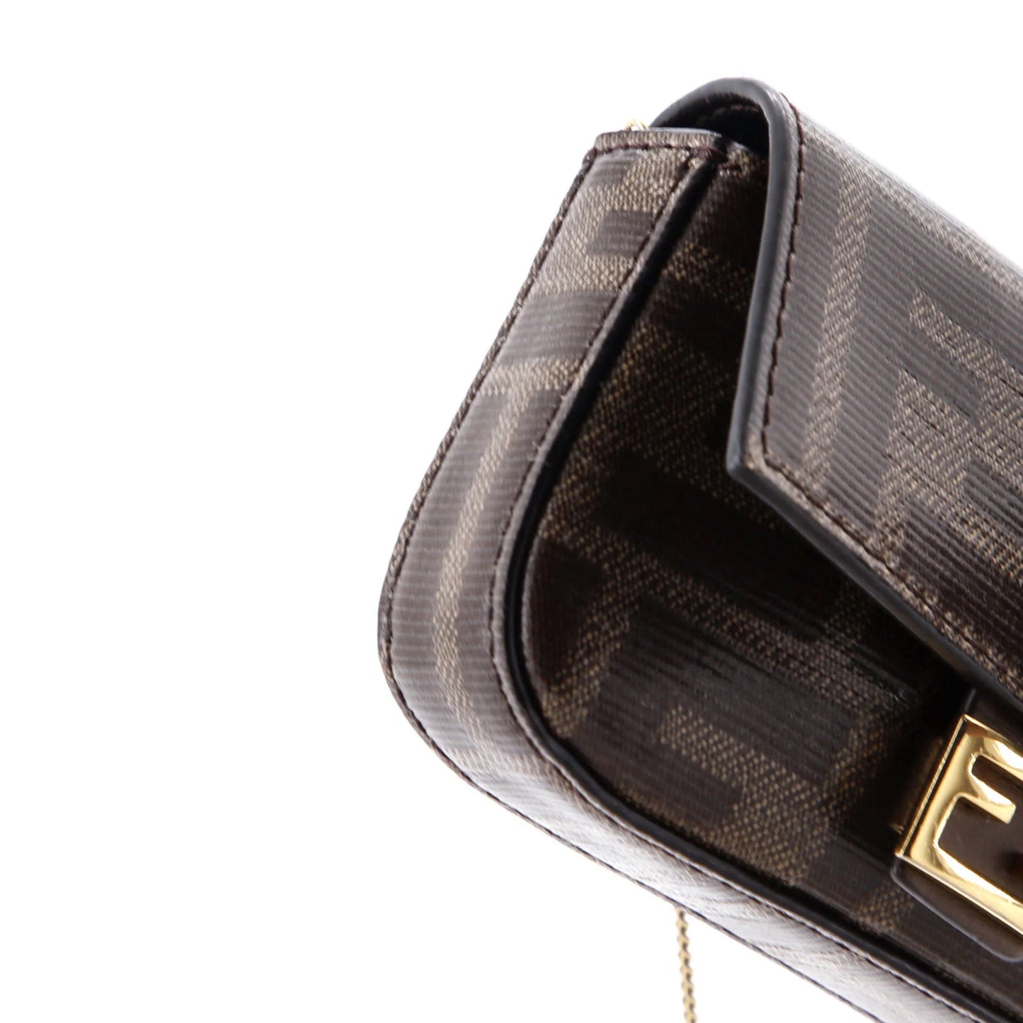 Fendi Chain Baguette Charm Bag Zucca Coated Canvas Nano