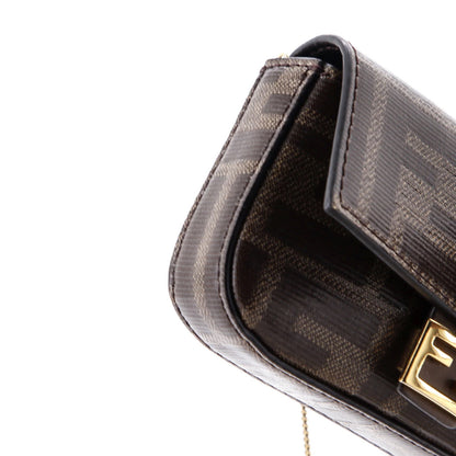 Fendi Chain Baguette Charm Bag Zucca Coated Canvas Nano
