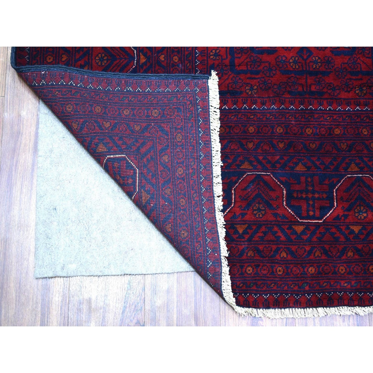 5'6"X8' Deep Red Afghan Khamyab Soft And Shiny Wool Hand Knotted Rug