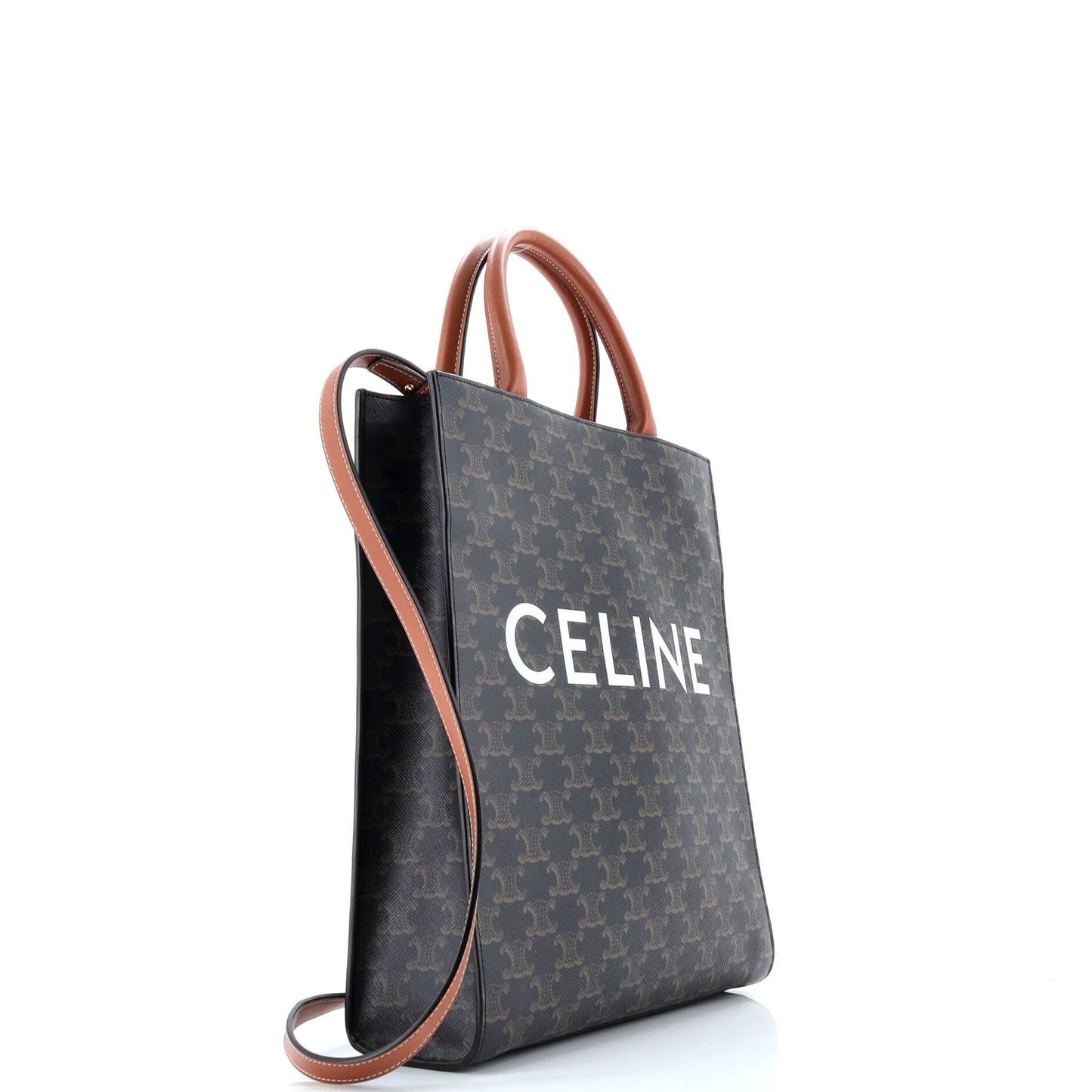 Celine Vertical Cabas Tote Triomphe Coated Canvas Small