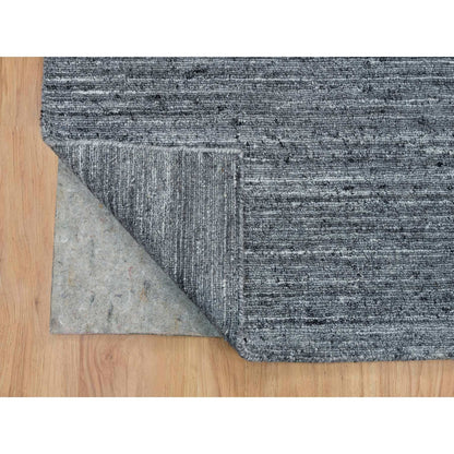 12'1"X15'1" Gray Modern Striae Design All Wool Hand Loomed Oversized Rug