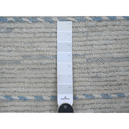 10'2"X14'7" Gray Moroccan Weave Minimalist Design Hand Knotted Wool Rug