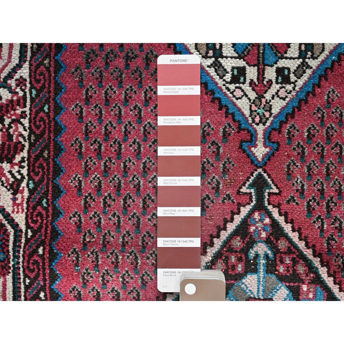 2'6"X12'9" Red Distressed Look With No Holes Vintage Runner Oriental Rug