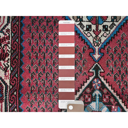 2'6"X12'9" Red Distressed Look With No Holes Vintage Runner Oriental Rug