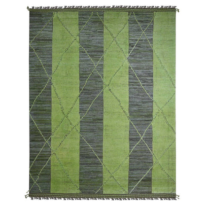 11'7"X14'8" Green Modern Swedish Design And Weave Wool Hand Knotted Rug