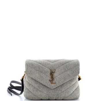 Saint Laurent Loulou Shoulder Bag Matelasse Chevron Denim Toy