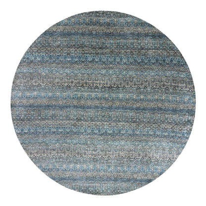 10'X10' Blue 100% Wool Hand Knotted Kohinoor Herrita Design Round Rug
