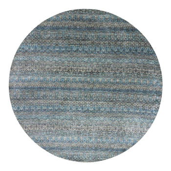 10'X10' Blue 100% Wool Hand Knotted Kohinoor Herrita Design Round Rug