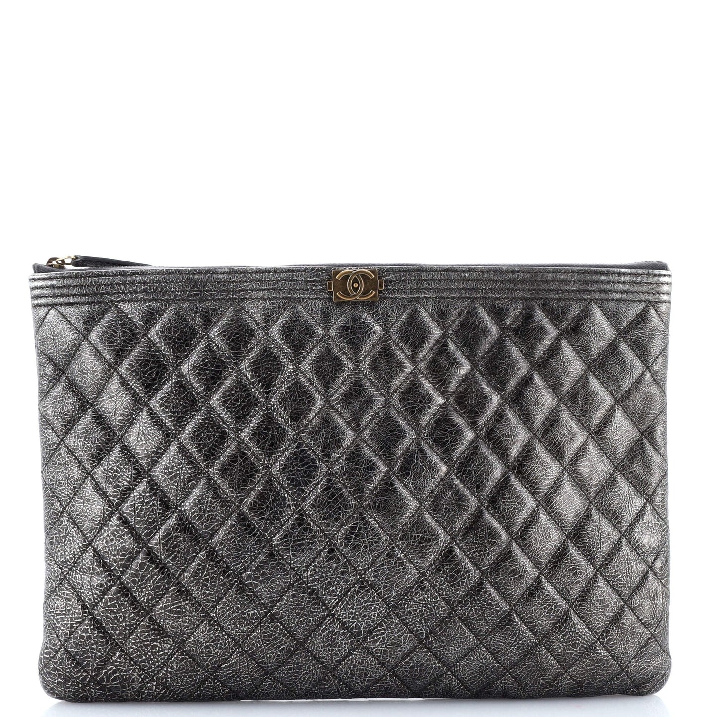 Chanel Boy O Case Clutch Quilted Calfskin Large