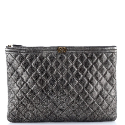 Chanel Boy O Case Clutch Quilted Calfskin Large