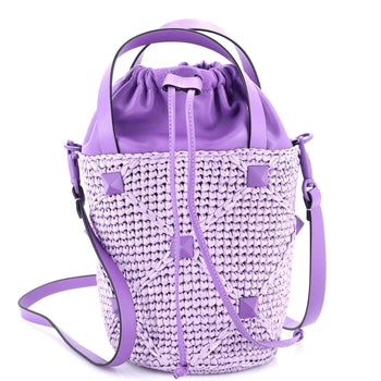 Valentino Garavani Roman Stud Bucket Bag Raffia And Leather