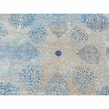 8'1"X9'9" Tan Color Wool And Silk Ottoman Design Hand Knotted Modern Rug