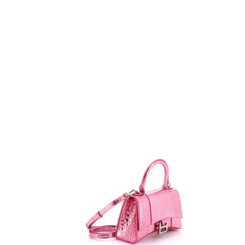 Balenciaga Hourglass Top Handle Bag Crocodile Embossed Leather Xs