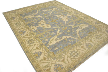 Handmade Oushak Oriental Rug Muted Gray Floral