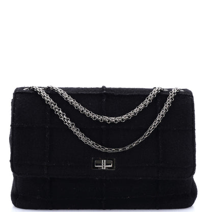 Chanel Chocolate Bar Mademoiselle Flap Bag Quilted Wool Jumbo