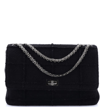 Chanel Chocolate Bar Mademoiselle Flap Bag Quilted Wool Jumbo
