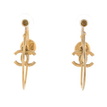 Chanel Cc Creoules Double Hoop Earring Earrings Metal With Faux Pearl