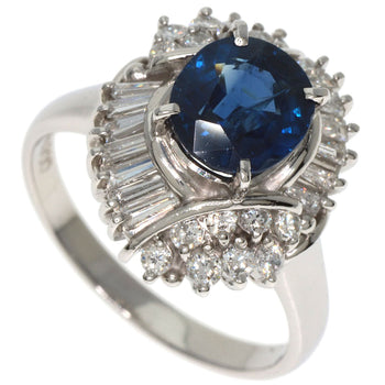 2.216Ct Sapphire Diamond Ring Platinum Pt900 7.71G