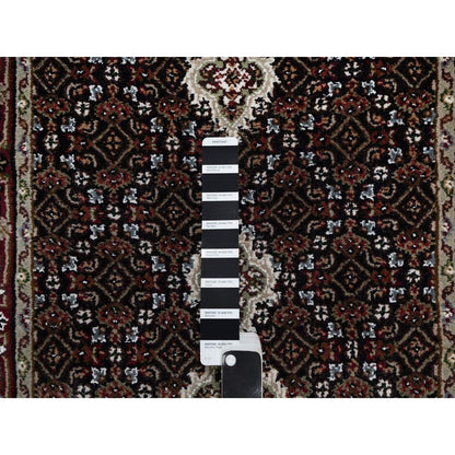 2'7"X24'1" Black Tebraz Mahi Fish Design Hand Knotted Wool Xl Runner Rug