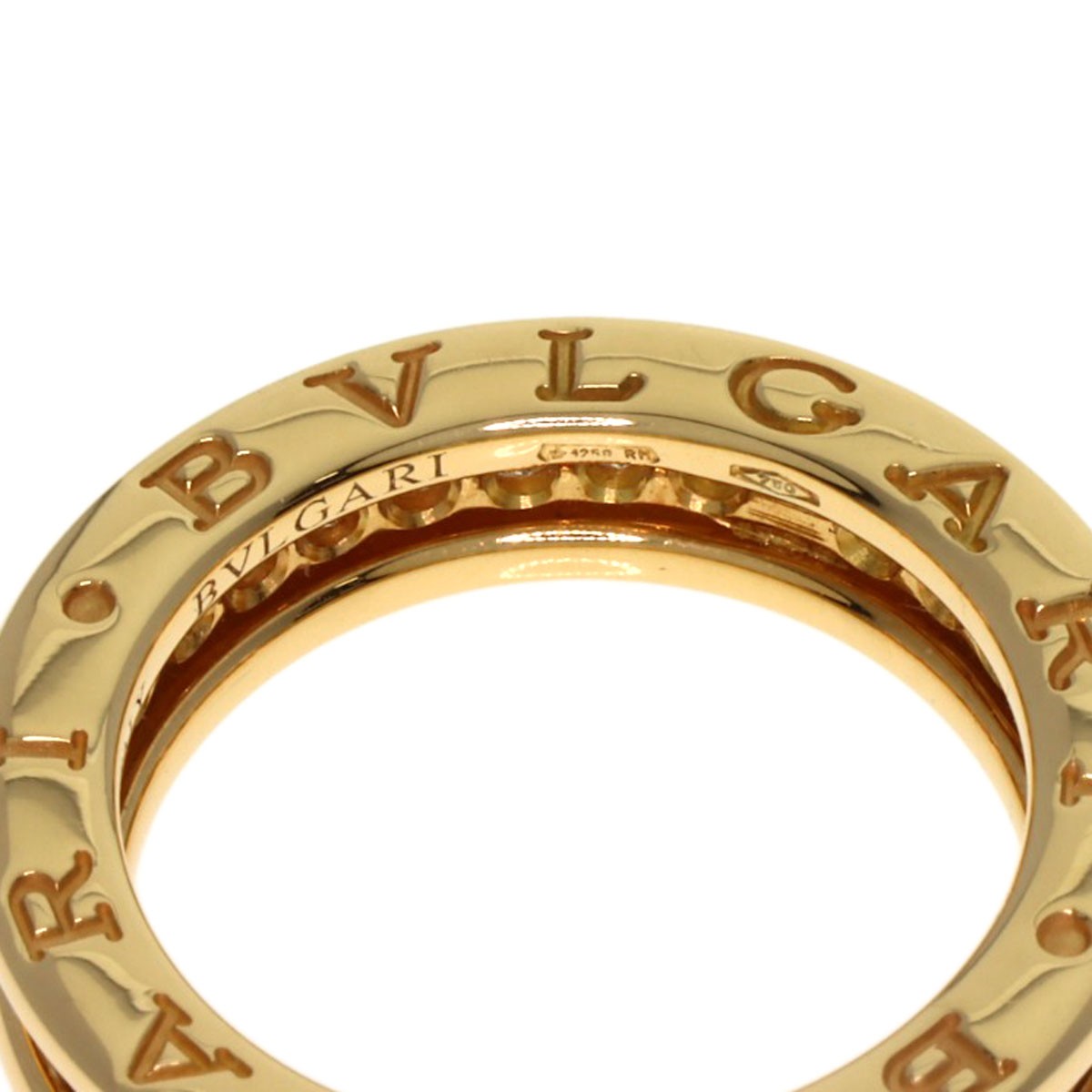 Gold BVLGARI B.zero1 1 Band Full Diamond #49 Ring K18 Yellow