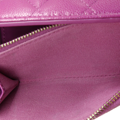 Chanel Cc Zip Trifold Wallet Quilted Caviar Compact