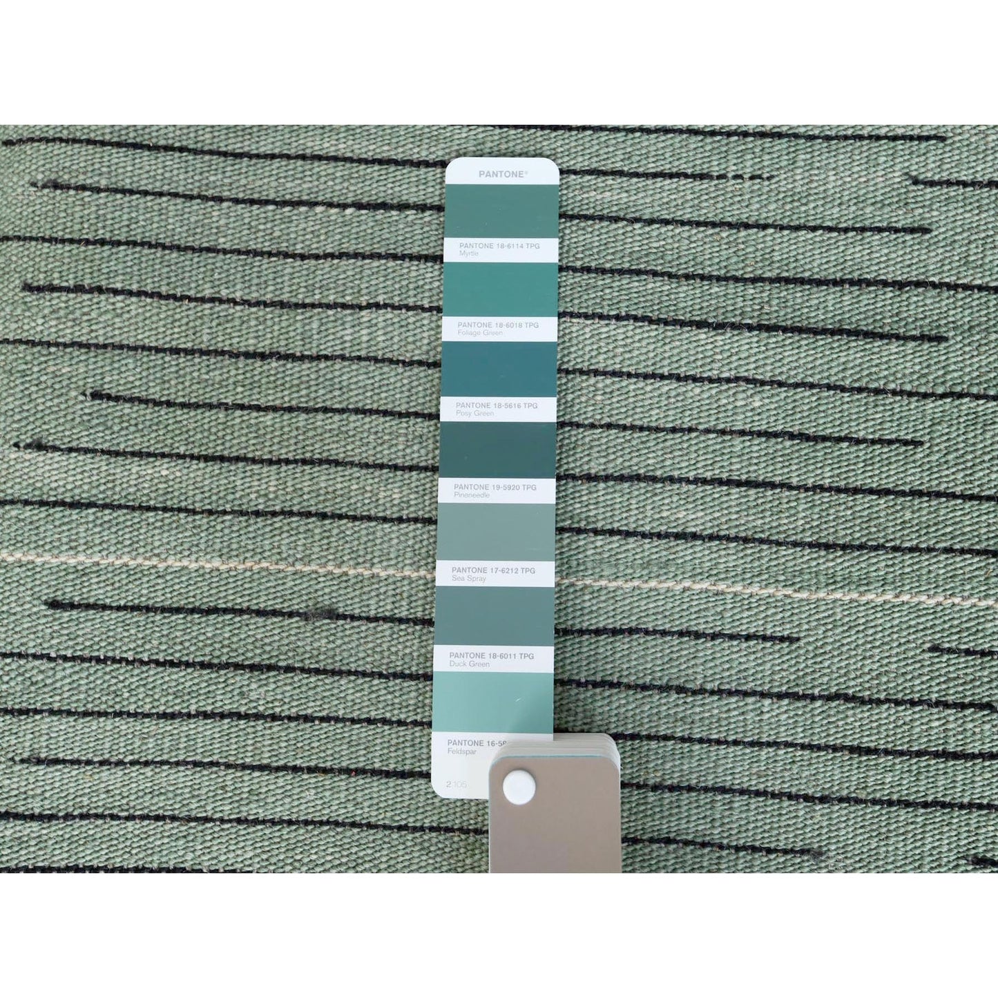 10'2"X14' Green Nomadic Design Flat Weave Kilim Hand Woven Reversible Rug