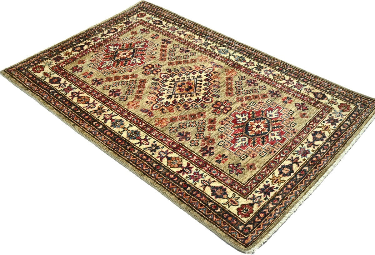 Tribal Geometric Kazak Oriental Rug Small Farmhouse Bedroom Carpet 3X4 ft